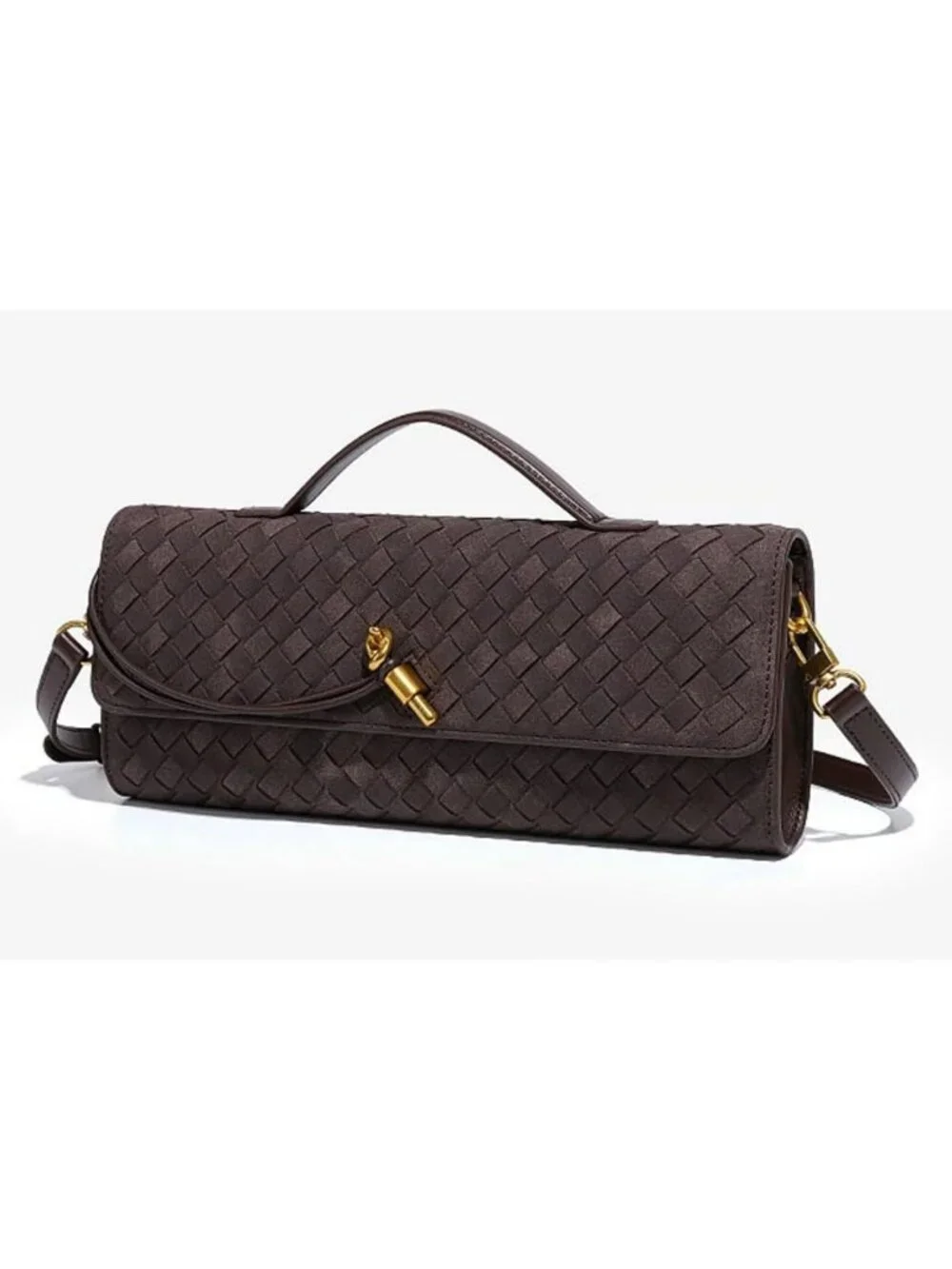 Chic Suede Woven Evening Clutch | Stylish Crossbody Shoulder Hobo Purse